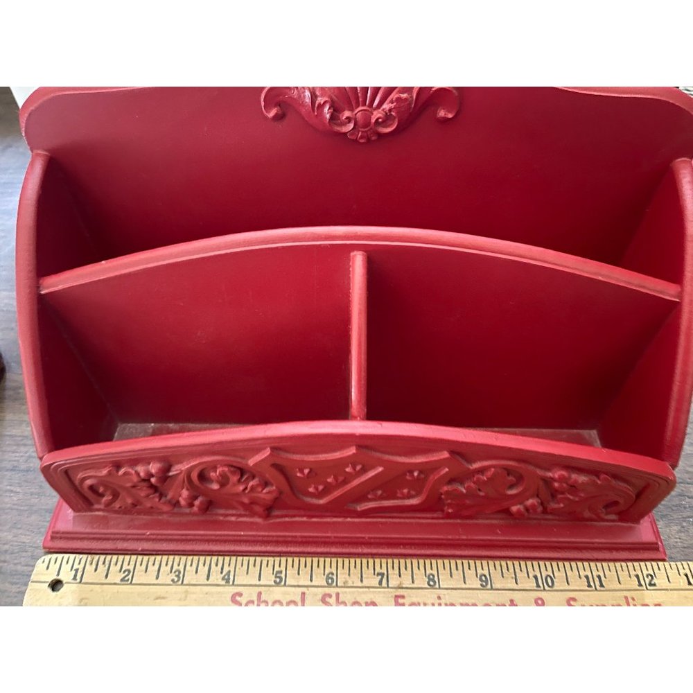 Red mail Organizer Rustic Shabby Chic Distressed Spoon Rack Beach Cottage Countr